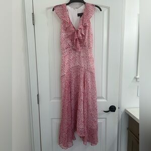 SALONI Pink and White Asymmetrical Dress